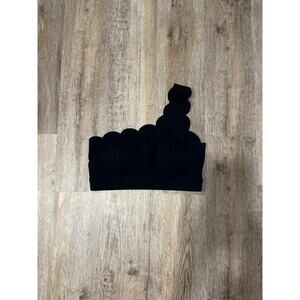 Scalloped Black Sports Bra